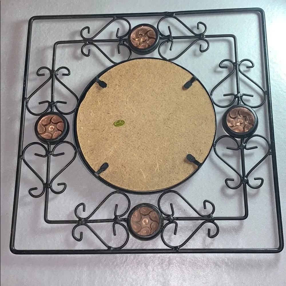 Wall Mirror Wrought Iron & Glass Decor